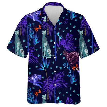 Fantasy Leopard Animals With Night Tropical Hawaiian Shirt,Hawaiian Shirt Gift, Christmas Gift