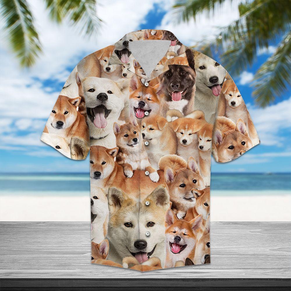 Love Dog Breed Akita Design Hawaiian Shirt, Hawaiian For Gift