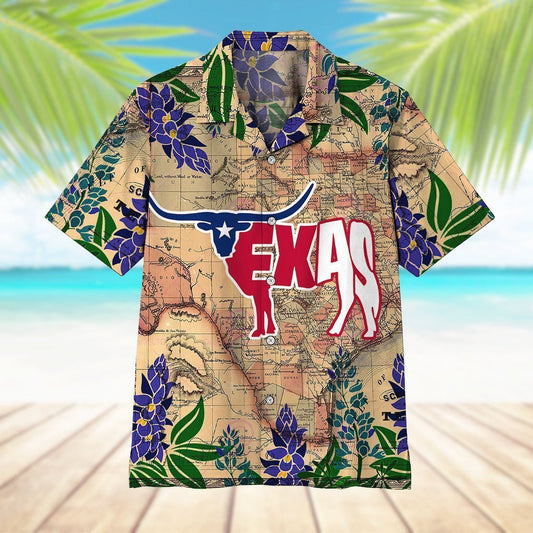 Longhorn Flag Texas Seamless Background Design Hawaiian Shirt,Hawaiian Shirt Gift, Christmas Gift