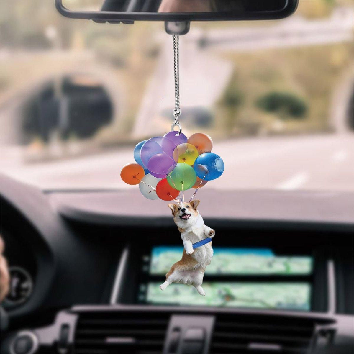 Corgi Car Hanging Ornament, Dog Lover Gifts, Christmas Tree Ornament, Home Decor Plastic Ornament, Christmas Gift, Christmas Decoration
