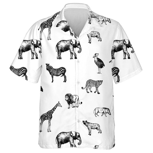 Sceitseáil Ainmhithe Fiáine Stíl Cúlra Bán Patrún Léine Haváís, Bronntanas Léine Haváís, Bronntanas Nollag