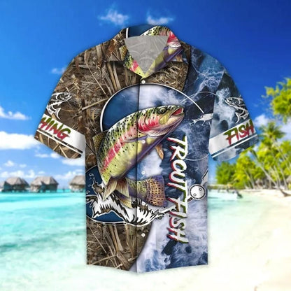 Iascaireacht Breac Beatha Haváís Léine Aloha Fs0072 Muinchille Gearr Trá Shorts Haváís, Bronntanas Léine Haváís, Bronntanas Nollag