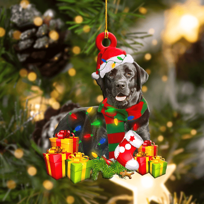 Black Labrador Christmas Shape Christmas Plastic Hanging Ornament, Christmas Ornament Gift, Christmas Gift, Christmas Decoration