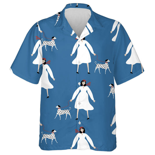 Funny Purebred Dog And Woman Isolated Background Hawaiian Shirt, Hawaiian Shirt Gift, Christmas Gift