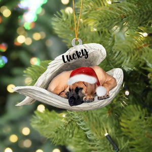 Custom Fawn Great Dane Sleeping Angel Christmas Flat Acrylic Dog Ornament Memorial Dog Gift, Pet Love Gift