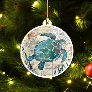 Xmas Turtle Ornaments Set, Merry Christmas Ornaments Set, Funny Christmas Ornaments Family Gift Idea For Turtle Lover