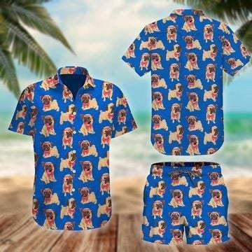 Pug gleoite ar Chúlra Gorm Dearadh Léine Haváís, Bronntanas Léine Haváise, Bronntanas Nollag