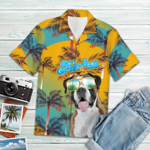 Boxer Aloha Summer Vacation Blue And Yellow Theme Hawaiian Shirt, Hawaiian Shirt Gift, Christmas Gift