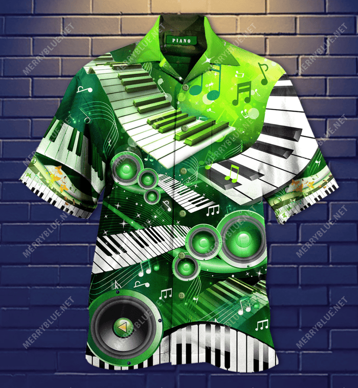 Amazing Green Piano Hawaiian Shirt, Hawaiian Shirt Gift, Christmas Gift