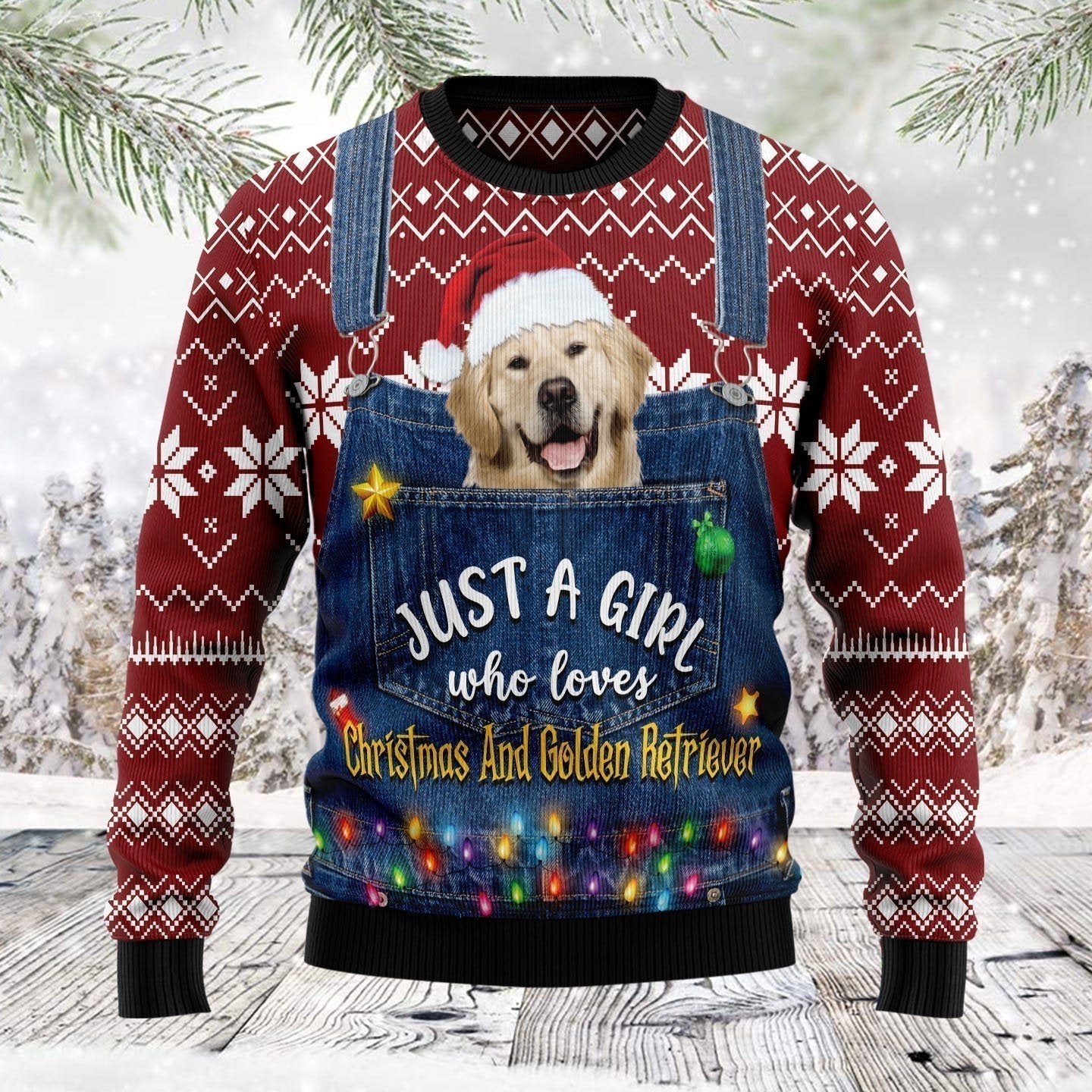 Just A Girl Who Loves Christmas And Golden Retriever Ugly Christmas Sweater,Christmas Ugly Sweater,Christmas Gift,Gift Christmas 2022