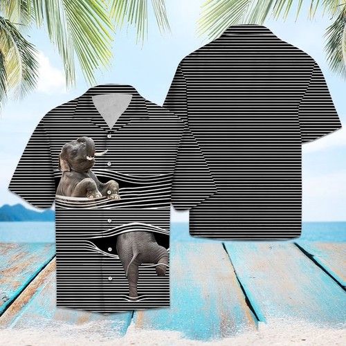 Elephant Line Hawaiian Shirt Summer_Hawaiian Shirt Gift, Christmas Gift