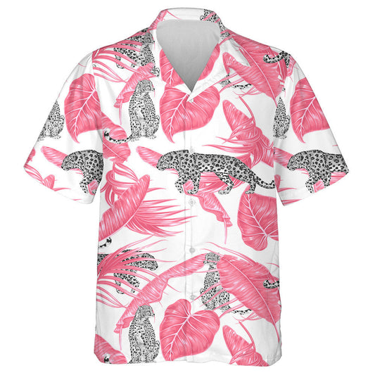 Cartún Nua-Aimseartha Liopard Agus Duilleoga pailme Bándearg Teochriosach Léine Haváís, Bronntanas Léine Haváís, Bronntanas Nollag