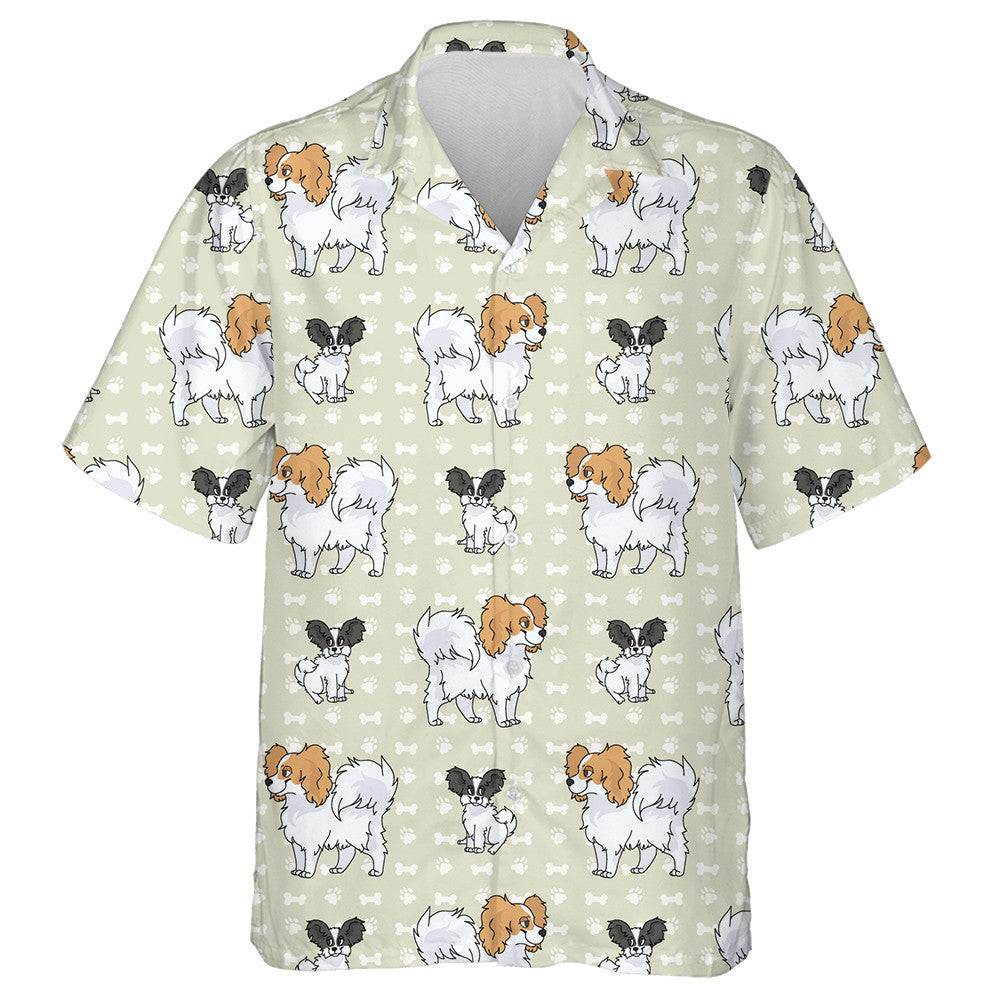 Hand Drawn Cute Papillon Breed Dog Hawaiian Shirt, Hawaiian Shirt Gift, Christmas Gift