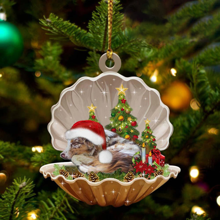 Australian Shepherd-Sleeping Pearl in Christmas Two Sided Christmas Plastic Hanging Ornament, Christmas Ornament Gift, Christmas Gift, Christmas Decoration