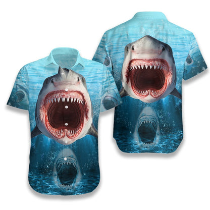 Show Your Teeth Shark Pattern Hawaiian Shirt,Hawaiian Shirt Gift, Christmas Gift