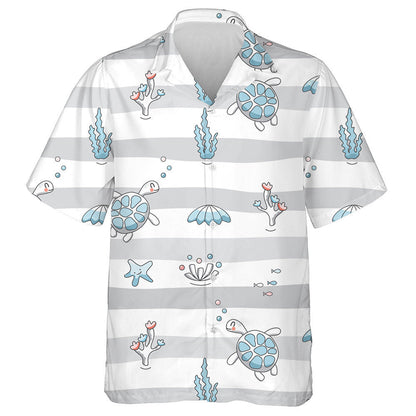 Simple Animal Texture Ocean Turtle On Brown Hawaiian Shirt, Hawaiian Shirt Gift, Christmas Gift