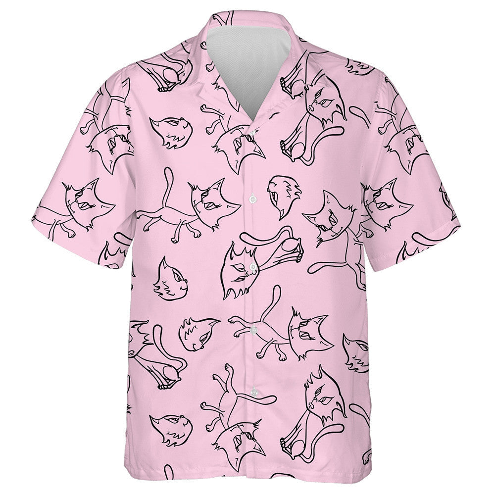Cunning And Cute Cats On A Pink Background Hawaiian Shirt, Christmas Gift