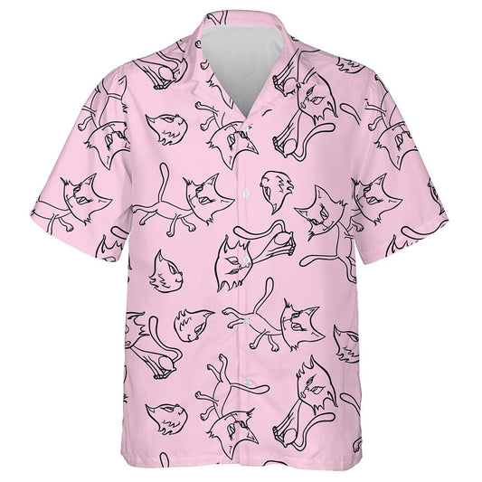 Cunning And Cute Cats On A Pink Background Hawaiian Shirt, Christmas Gift