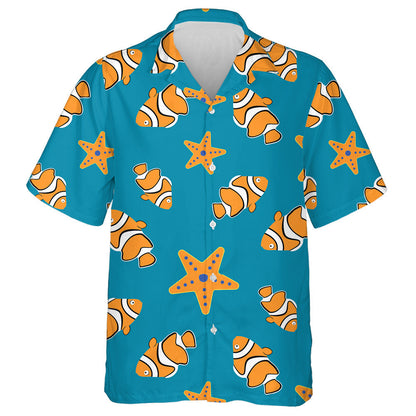 Iasc Pretty Oráiste Agus Réaltiasc ar an gCúlra Gorm Léine Haváís, Bronntanas Léine Haváíais, Bronntanas Nollag