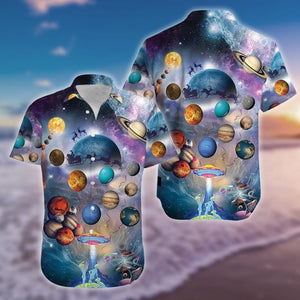 Great Solar System On Christmas Design Hawaiian Shirt, Hawaiian Shirt Gift, Christmas Gift.