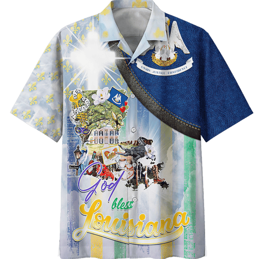 Go mbeannaí Dia Louisiana Cúlra Geal Súile an tSamhraidh Léine Haváís, Bronntanas Léine Haváíais, Bronntanas Nollag