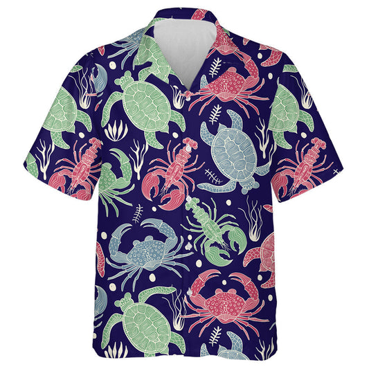 Colourful With Turtles Crabs And Lobsters Hawaiian Shirt,Hawaiian Shirt Gift, Christmas Gift