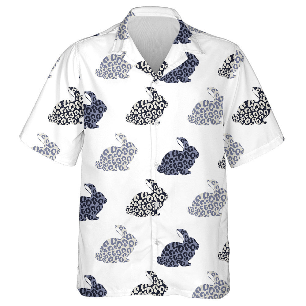 Hand Drawn Abstract Silhouette Bunny With Leopards Hawaiian Shirt, Hawaiian Shirt Gift, Christmas Gift