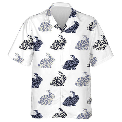 Hand Drawn Abstract Silhouette Bunny With Leopards Hawaiian Shirt, Hawaiian Shirt Gift, Christmas Gift