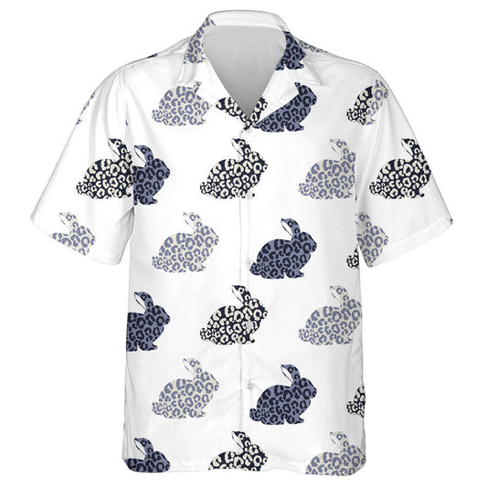 Hand Drawn Abstract Silhouette Bunny With Leopards Hawaiian Shirt, Hawaiian Shirt Gift, Christmas Gift