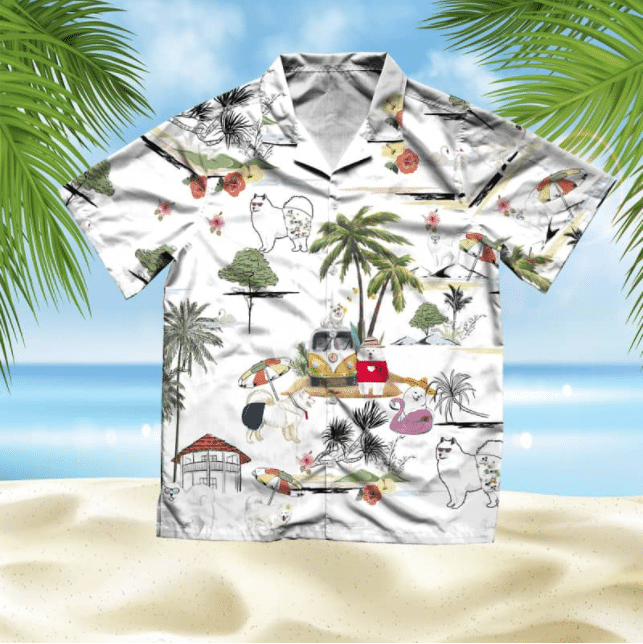 Samoyed Beach Style Pretty Ornamental Hawaiian Shirt,Hawaiian Shirt Gift, Christmas Gift