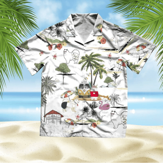 Samoyed Beach Style Pretty Ornamental Hawaiian Shirt,Hawaiian Shirt Gift, Christmas Gift