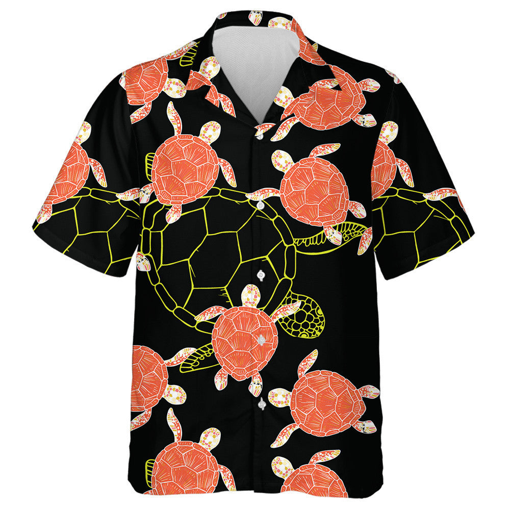 Orange Sea Turtles And Tropical Fish Hawaiian Shirt,Hawaiian Shirt Gift, Christmas Gift