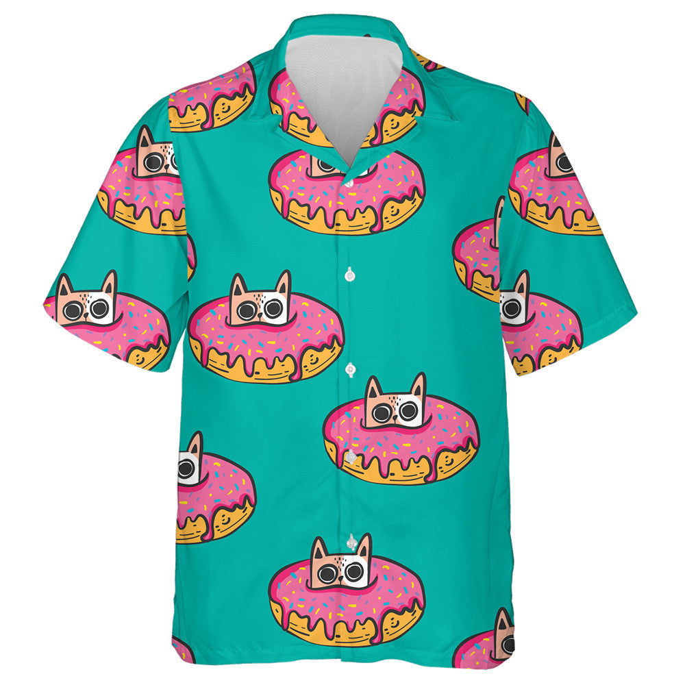 Cat gleoite Sa Donut Ar Léine Glas Haváís, Bronntanas Léine Haváí, Bronntanas Nollag