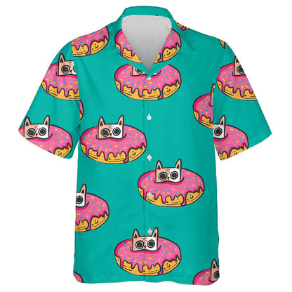 Cat gleoite Sa Donut Ar Léine Glas Haváís, Bronntanas Léine Haváí, Bronntanas Nollag