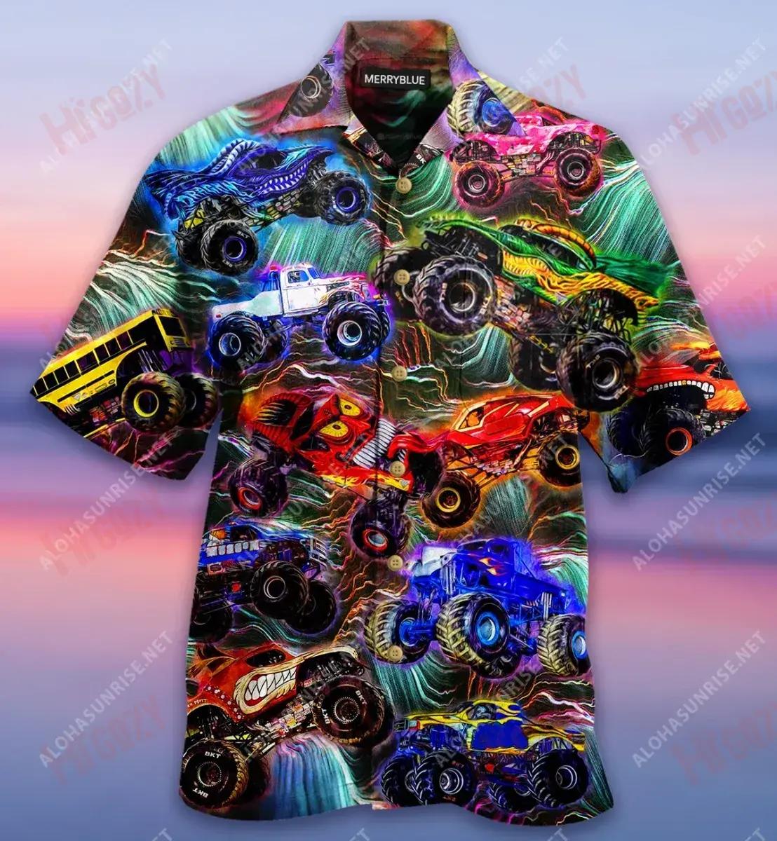 Monster Truck This Is How I Roll Unisex Hawaiian Shirt Vacation Short Sleeve Vintage Hawaiian Shirts Hawaiian Shirts For Men, Hawaiian Shirt Gift, Christmas Gift