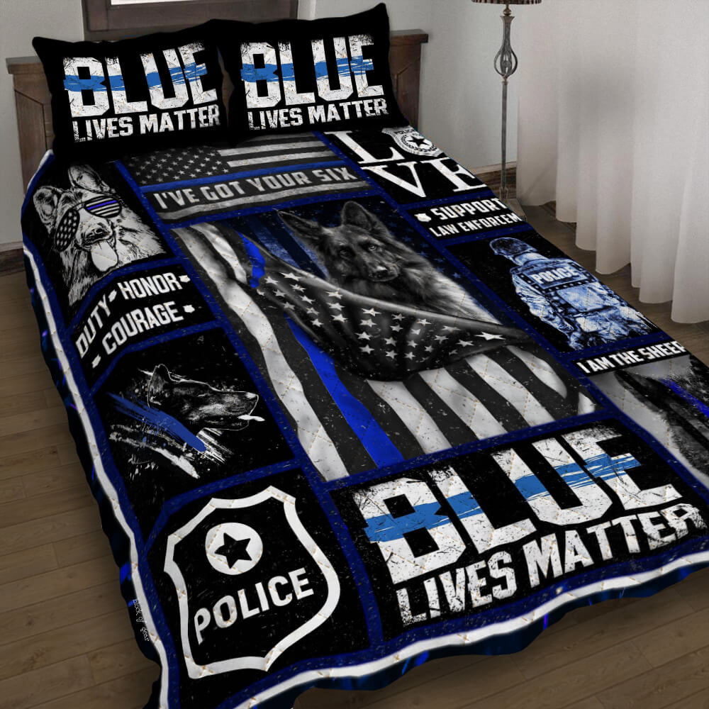Thin Blue Line - Police Dog Quilt Bedding Set  Bedroom Set Bedlinen 3D,Bedding Christmas Gift,Bedding Set Christmas