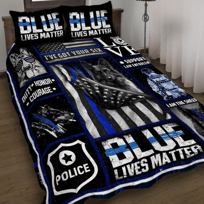 Thin Blue Line - Police Dog Quilt Bedding Set  Bedroom Set Bedlinen 3D,Bedding Christmas Gift,Bedding Set Christmas