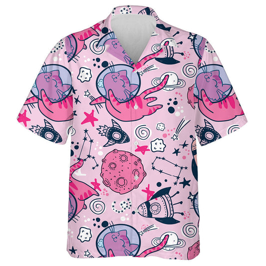 Cat spásaire bándearg Doodle Cosmaí ar Snámh sa Spás Léine Haváís, Bronntanas Léine haváíais, Bronntanas Nollag