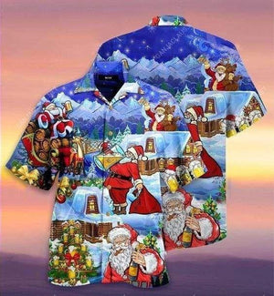 Funny Beery Christmas Santa Claus Design Hawaiian Shirt, Hawaiian Shirt Gift, Christmas Gift.