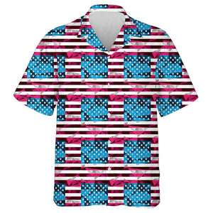 Abstract Triangles Surface On American Flag Theme Hawaiian Shirt, Hawaiian Shirt Gift, Christmas Gift