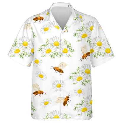 Beacha Geala Nádúrtha Samhraidh Agus Bláthanna Camomile Bán Léine Haváís, Bronntanas Léine Haváís, Bronntanas Nollag