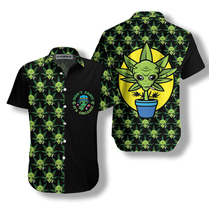 Funny Alien Organic Marijuana Design Hawaiian Shirt,Hawaiian Shirt Gift, Christmas Gift