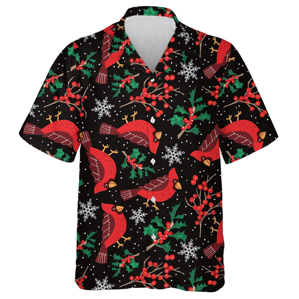 Uiscedhath Éan Cairdinéal Beag Dearg Le Duilleoga Cuileann Léine Haváís, Bronntanas Léine Haváís, Bronntanas Nollag