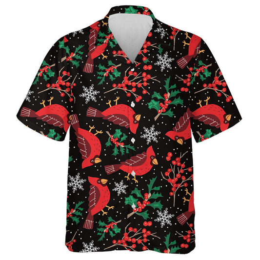 Uiscedhath Éan Cairdinéal Beag Dearg Le Duilleoga Cuileann Léine Haváís, Bronntanas Léine Haváís, Bronntanas Nollag