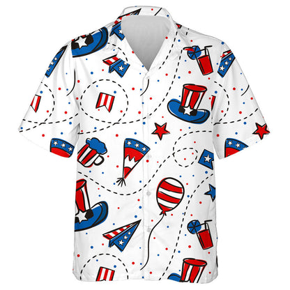 Decorative Independence Day Confetti With Hat Balloon And Cup Hawaiian Shirt, Hawaiian Shirt Gift, Christmas Gift