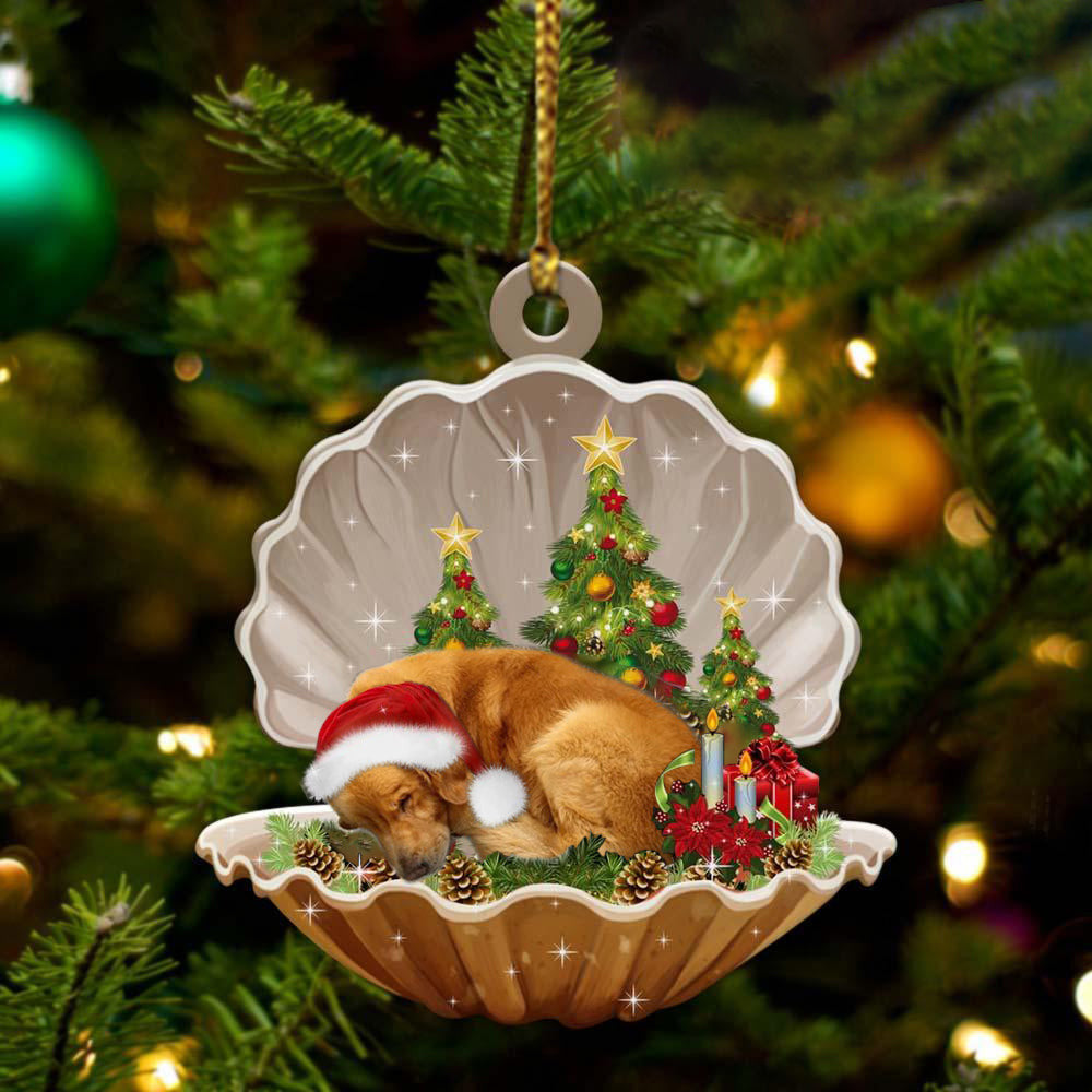 Cute Golden Retriever Sleeping in Pearl Dog Christmas Ornament Flat Acrylic, Christmas Gift,Christmas Decoration