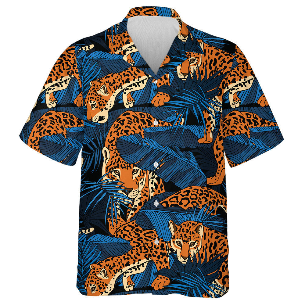 Banana Liopard Agus Trópaiceach ar Oíche Dhorcha Gorm Léine Haváís, Bronntanas Léine Haváíais, Bronntanas Nollag