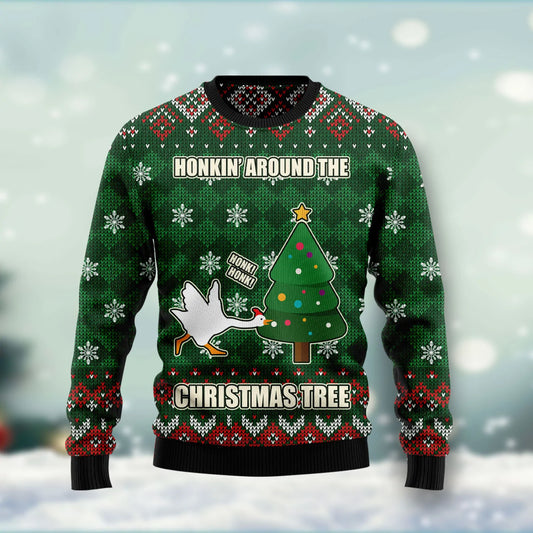 Duck Honkin Around Christmas Tree HT031101 Ugly Christmas Sweater unisex womens & mens, couples matching, friends, funny family sweater gifts (plus size available),Christmas Ugly Sweater,Christmas Gift,Gift Christmas 2024