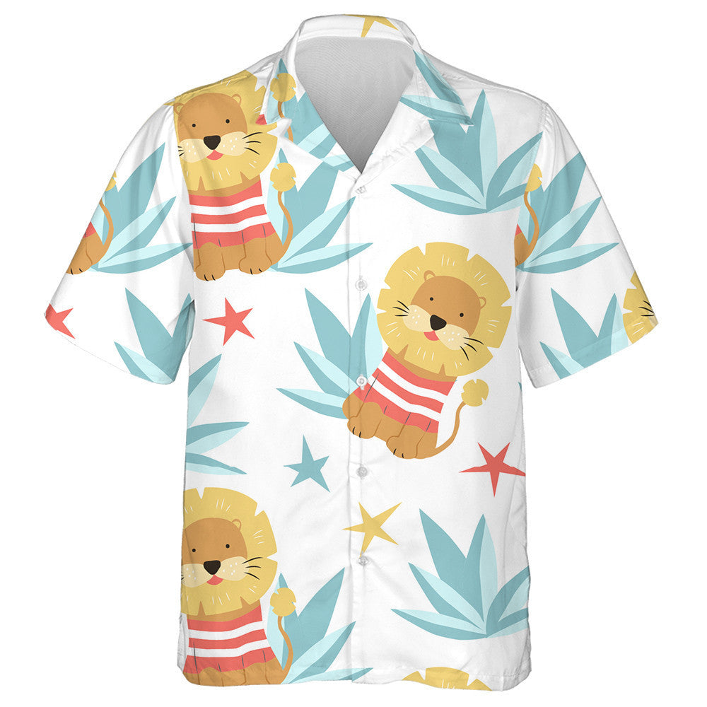 Cjute Lions Stars And Palm Leaves Hawaiian Shirt, Hawaiian For Gift