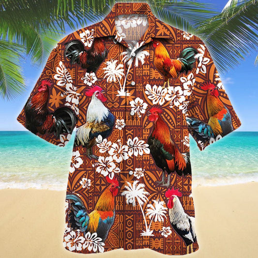 Rooster Lovers Red Tribal Unique Design Hawaiian Shirt,Hawaiian Shirt Gift, Christmas Gift